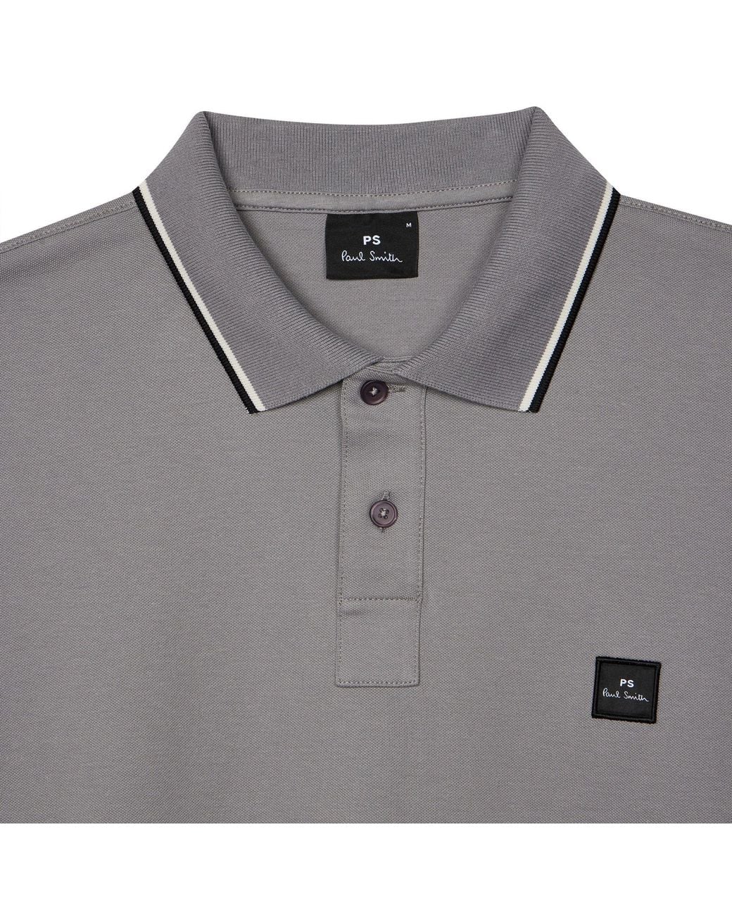 Paul Smith Gray Striped Collared Shortsleeve Polo for men