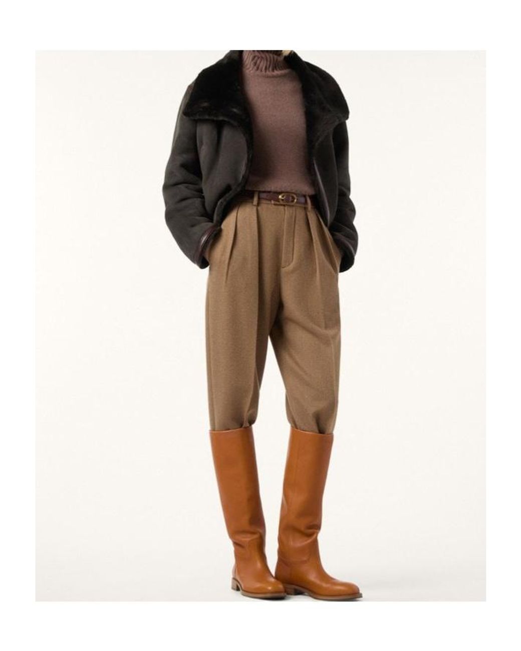 Loro Piana Natural Rodger Pleated Wool Trousers