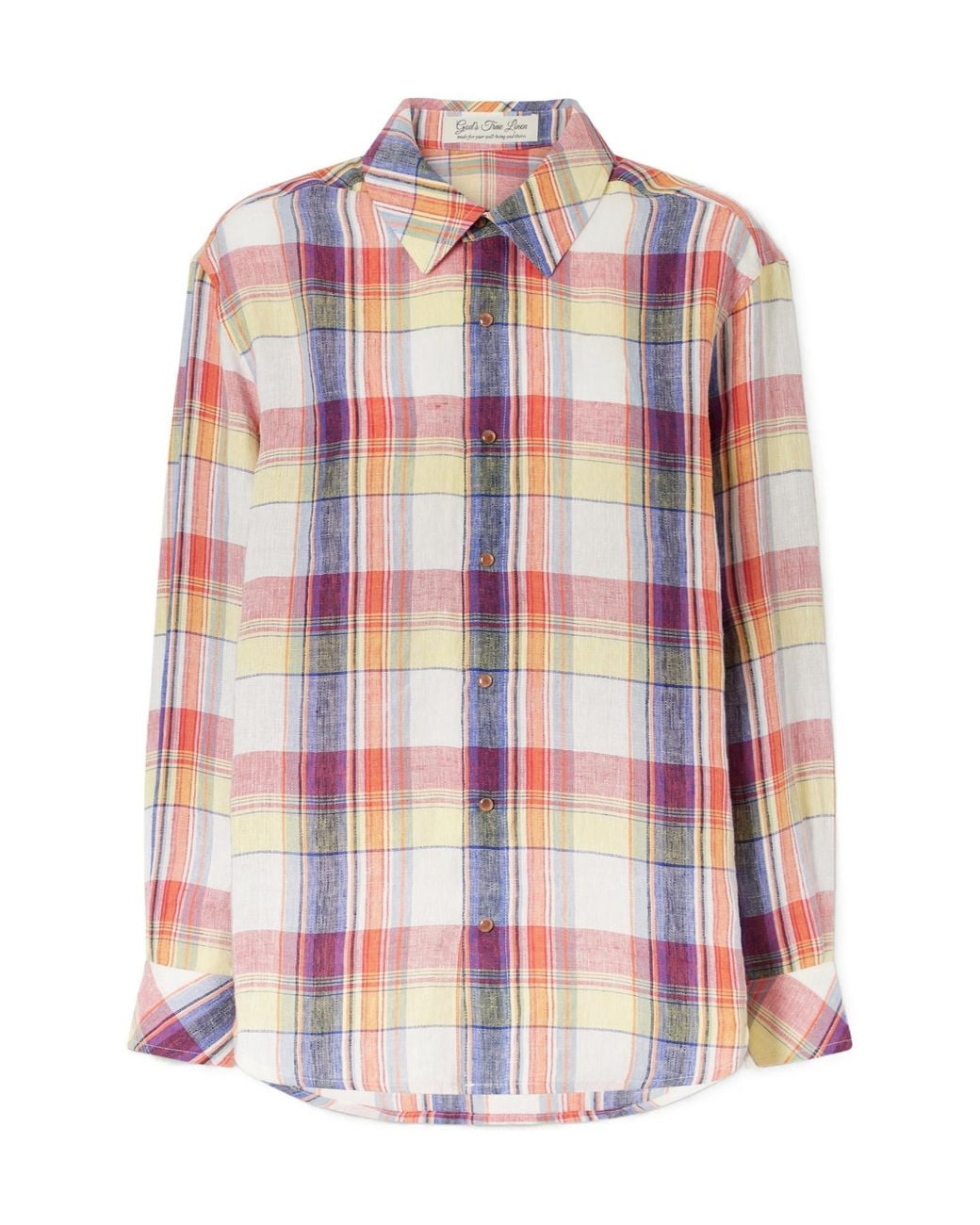 God's True Cashmere Pink Daybreak Checked Linen Shirt