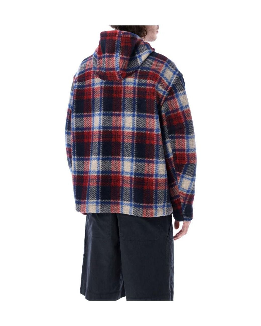 Isabel Marant Blue Kurt Checked Hooded Jacket for men