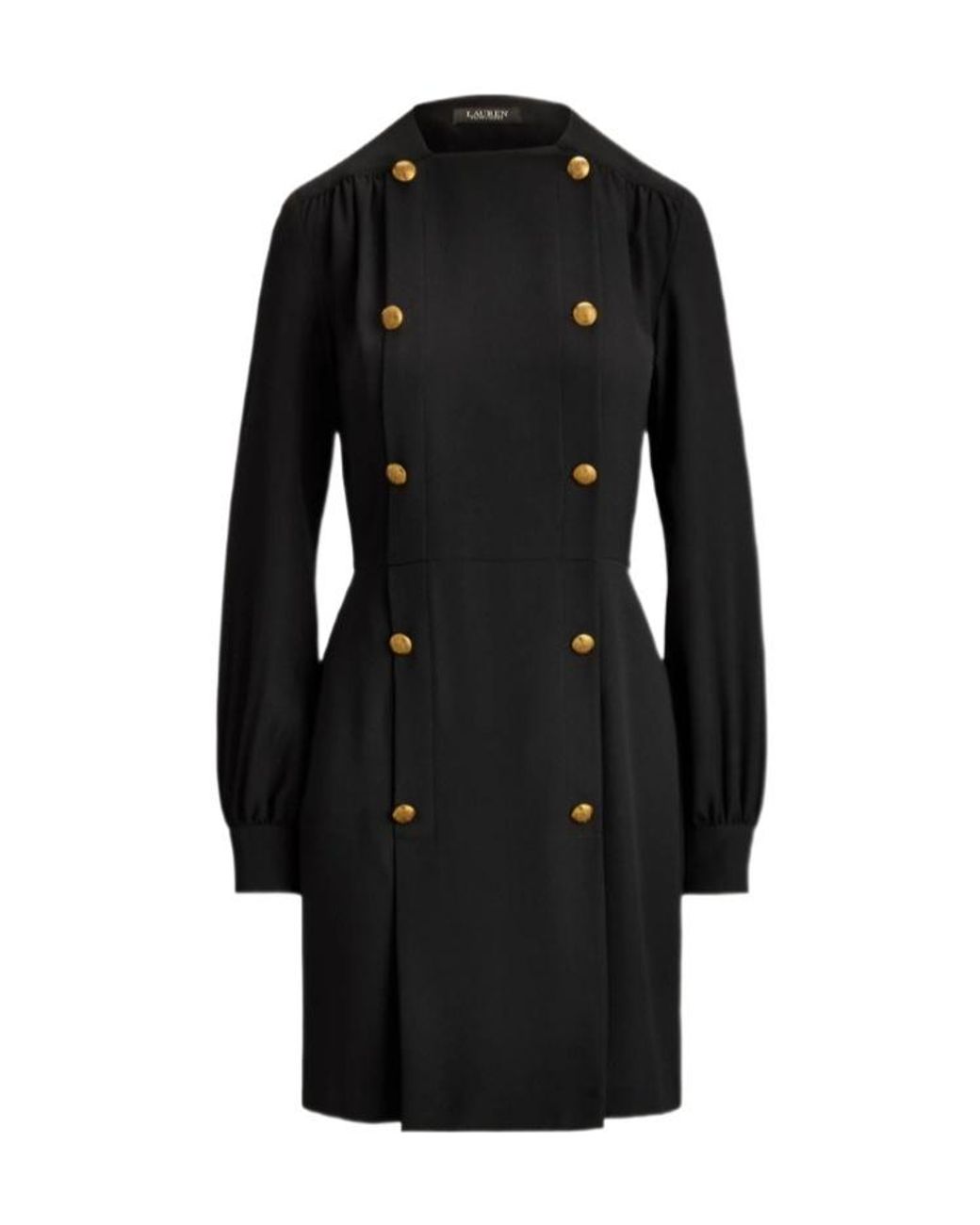 Ralph Lauren Black Double-Breasted Georgette Mini Dress