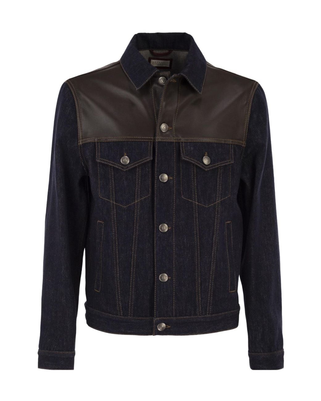 Brunello Cucinelli Blue Paneled No-Fade Denim Four-Pocket Jacket for men