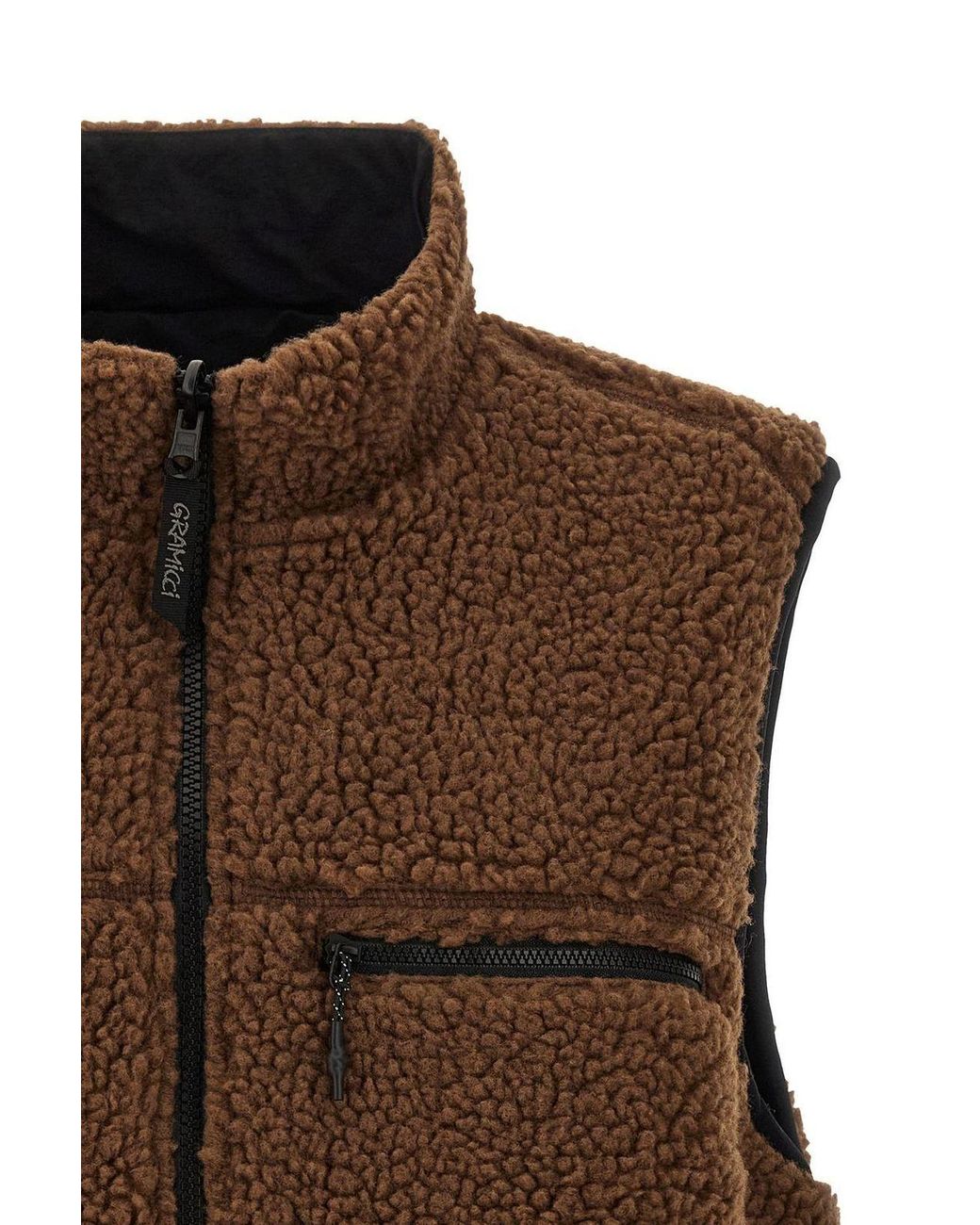 Gramicci Brown Reversible Sherpa Vest Jacket for men