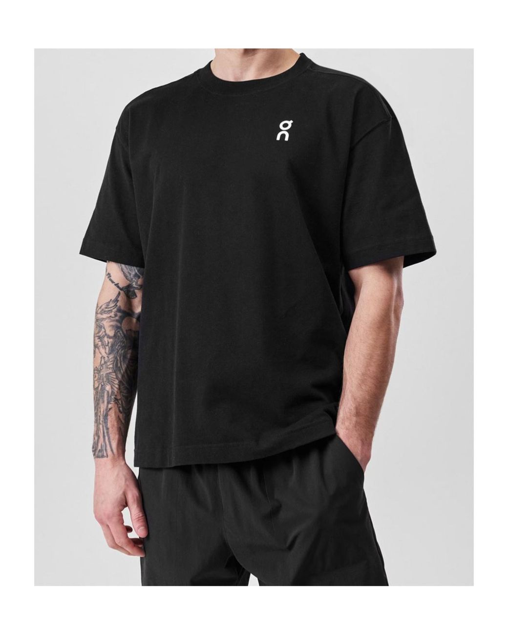 On Shoes Black Logo Crew Neck T-Shirt for men