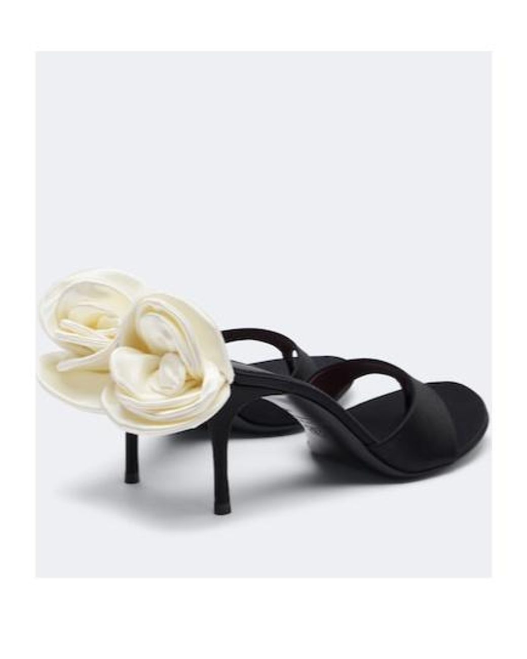 Magda Butrym Black Floral-Appliqué Satin Thong Sandals