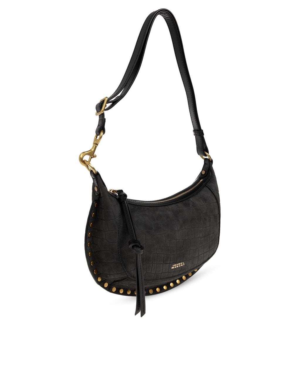 Isabel Marant Black Oskan Moon Studded Shoulder Bag