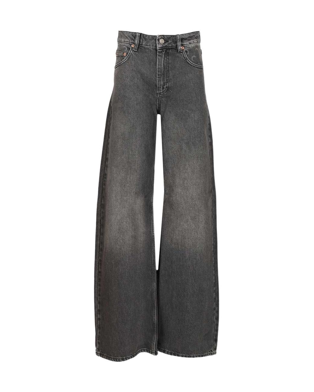 MARINE SERRE Gray Moon Laser Wash Denim High-Waist Flare Jeans