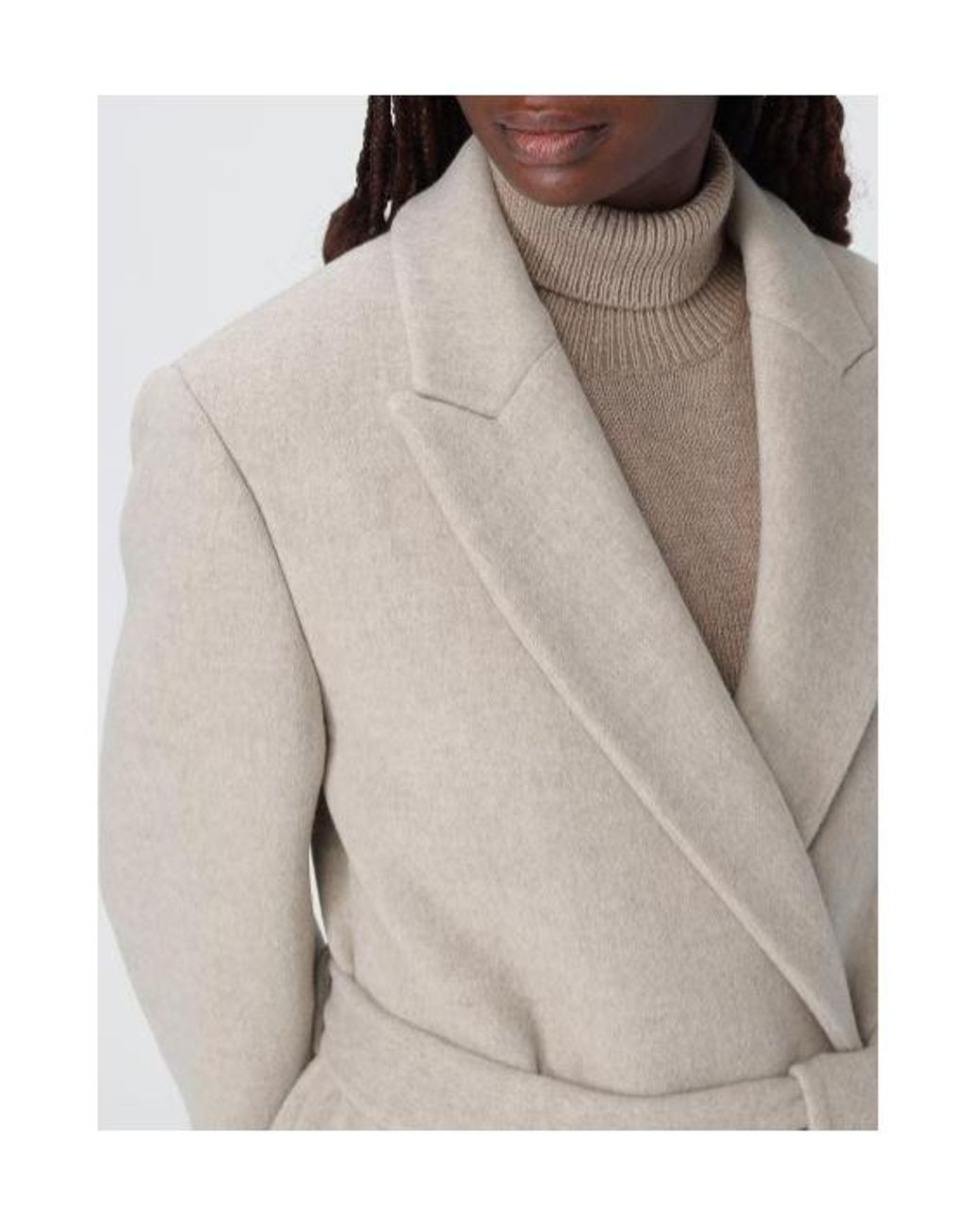 Brunello Cucinelli Natural Double-Breasted Long Sleeved Coat