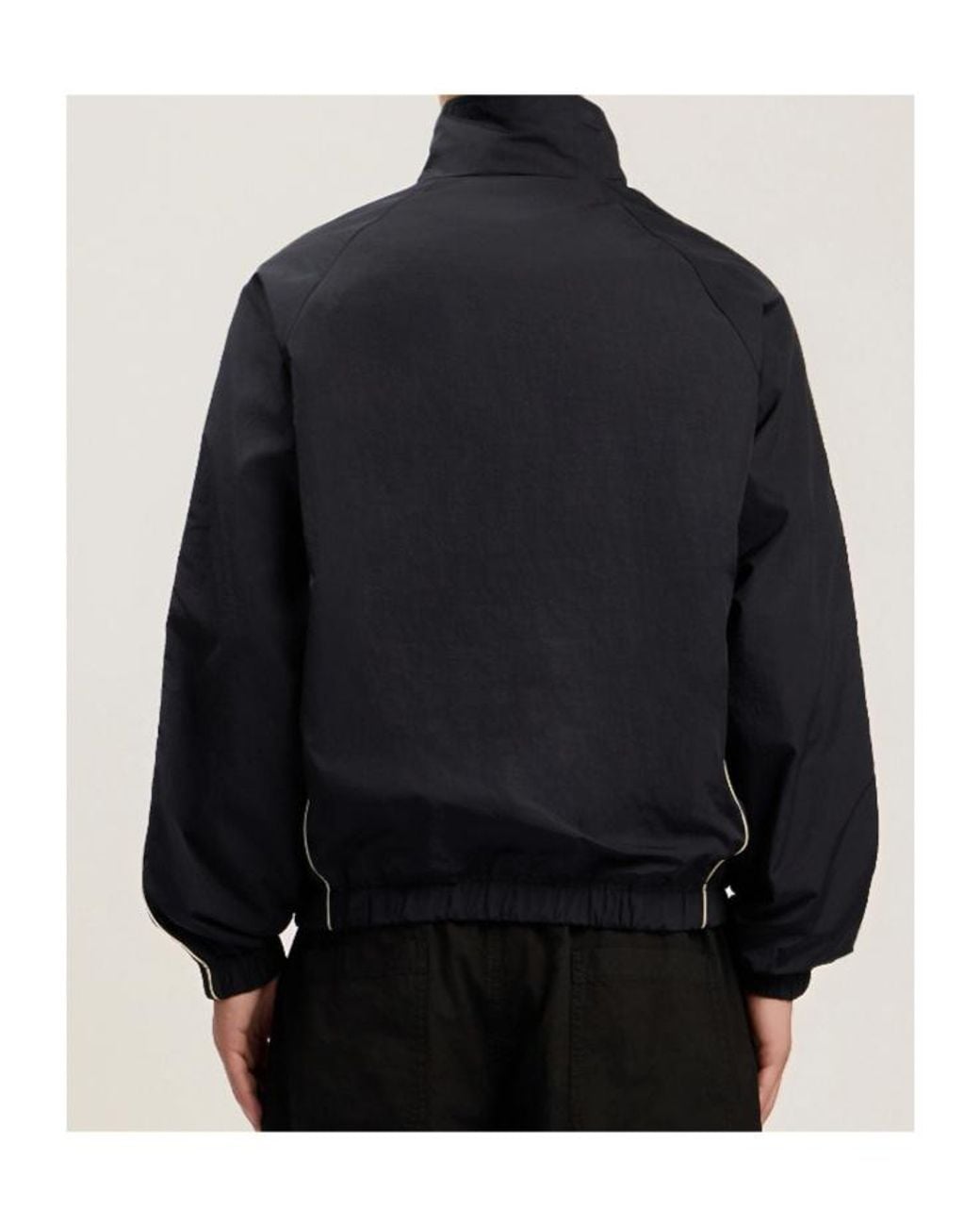Palm Angels Black Curved Logo Vintage Track Windbreaker for men