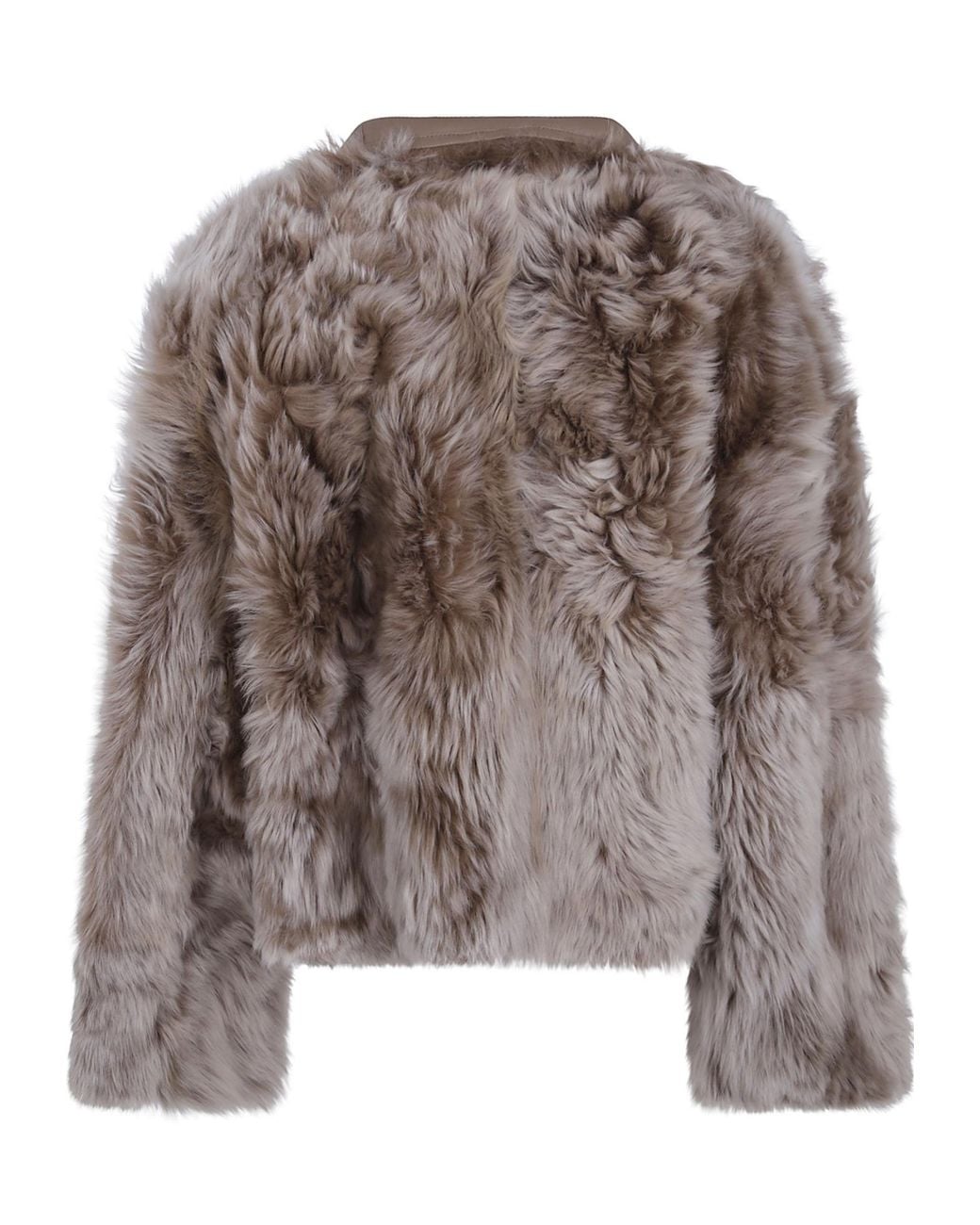 Yves Salomon Brown Long-Sleeve Fur Jacket