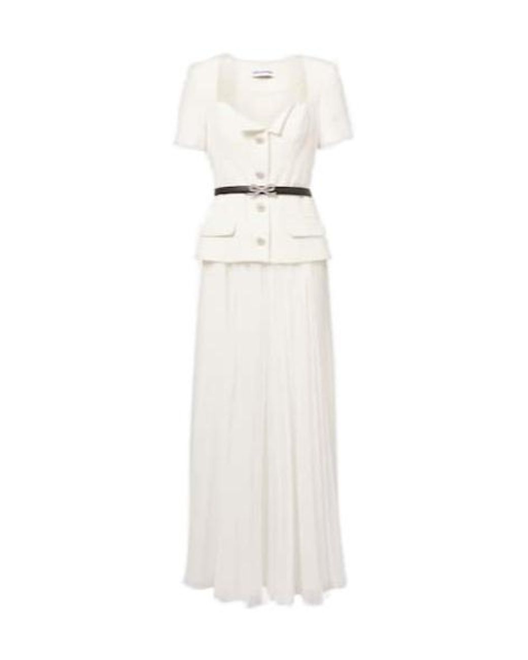 Self-Portrait White Square-Neck Short-Sleeve Top Paired