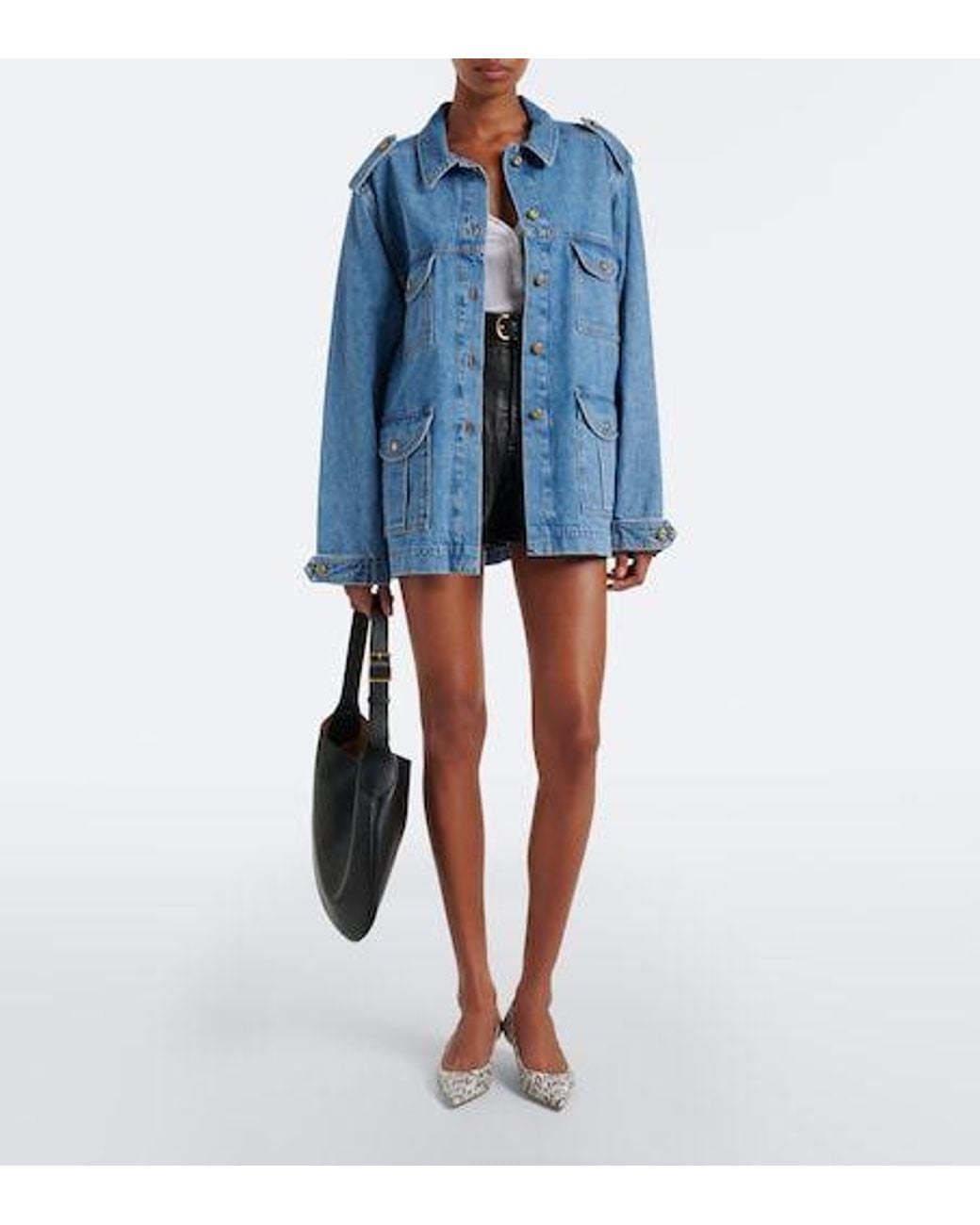 FRAME Black Pleated Leather Shorts