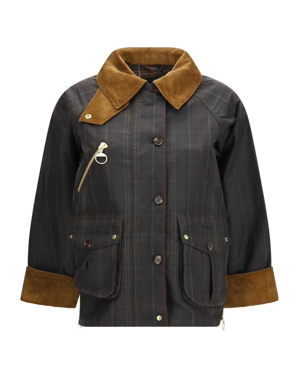 Barbour Black Marena Check Waxed Jacket