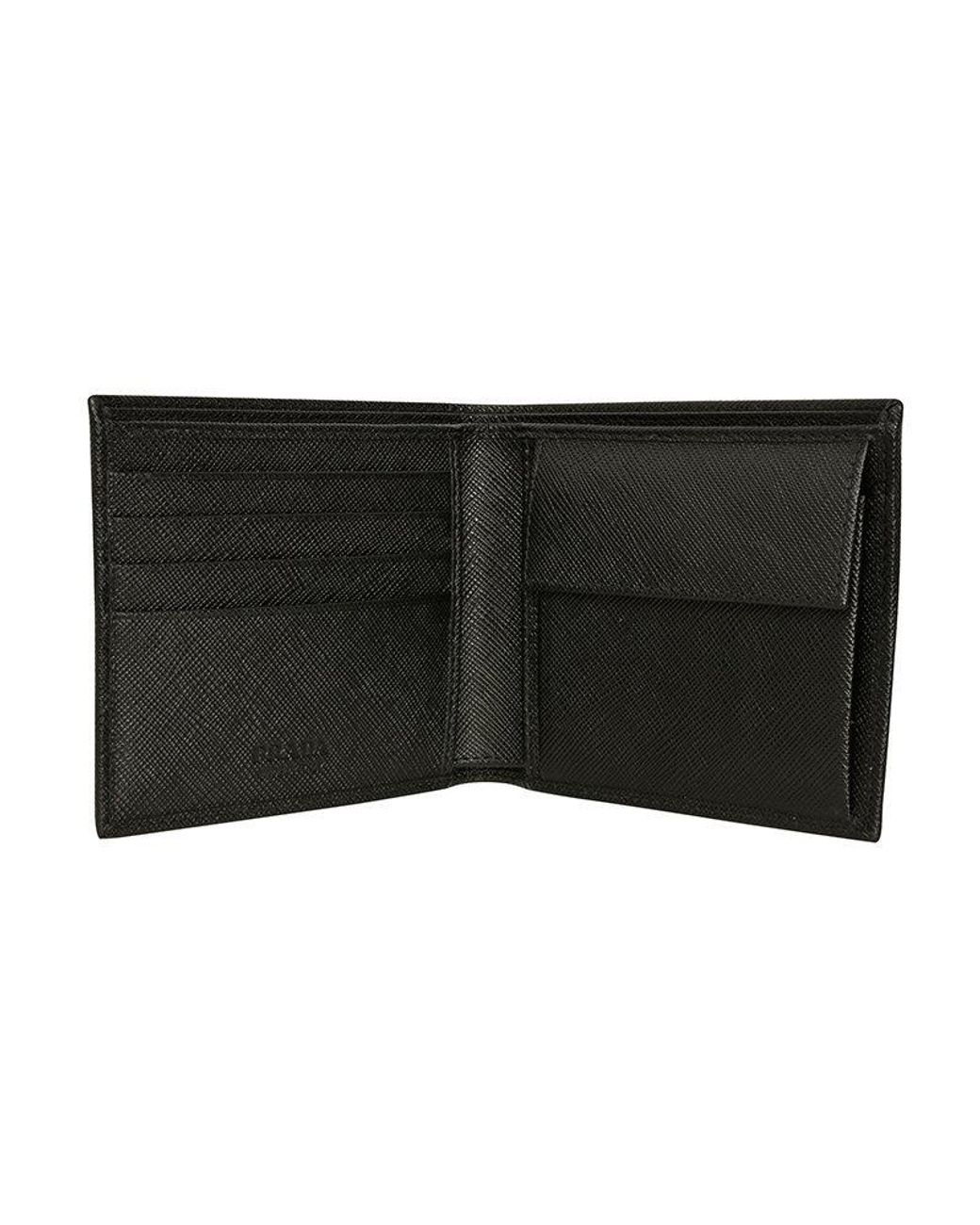 Prada Black Triangle-Logo Bi-Fold Wallet for men