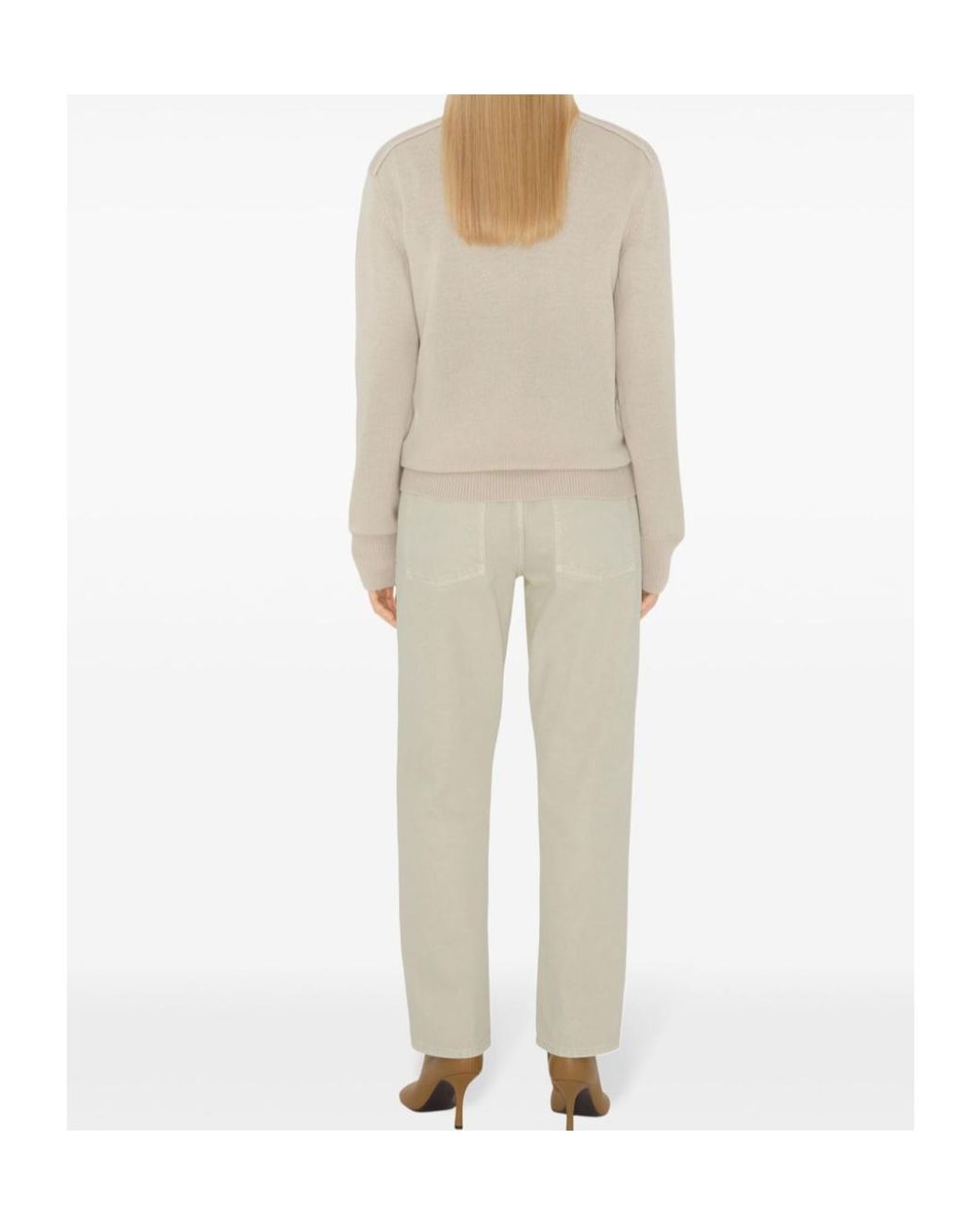 Burberry Natural Checked Knitted Crewneck Jumper