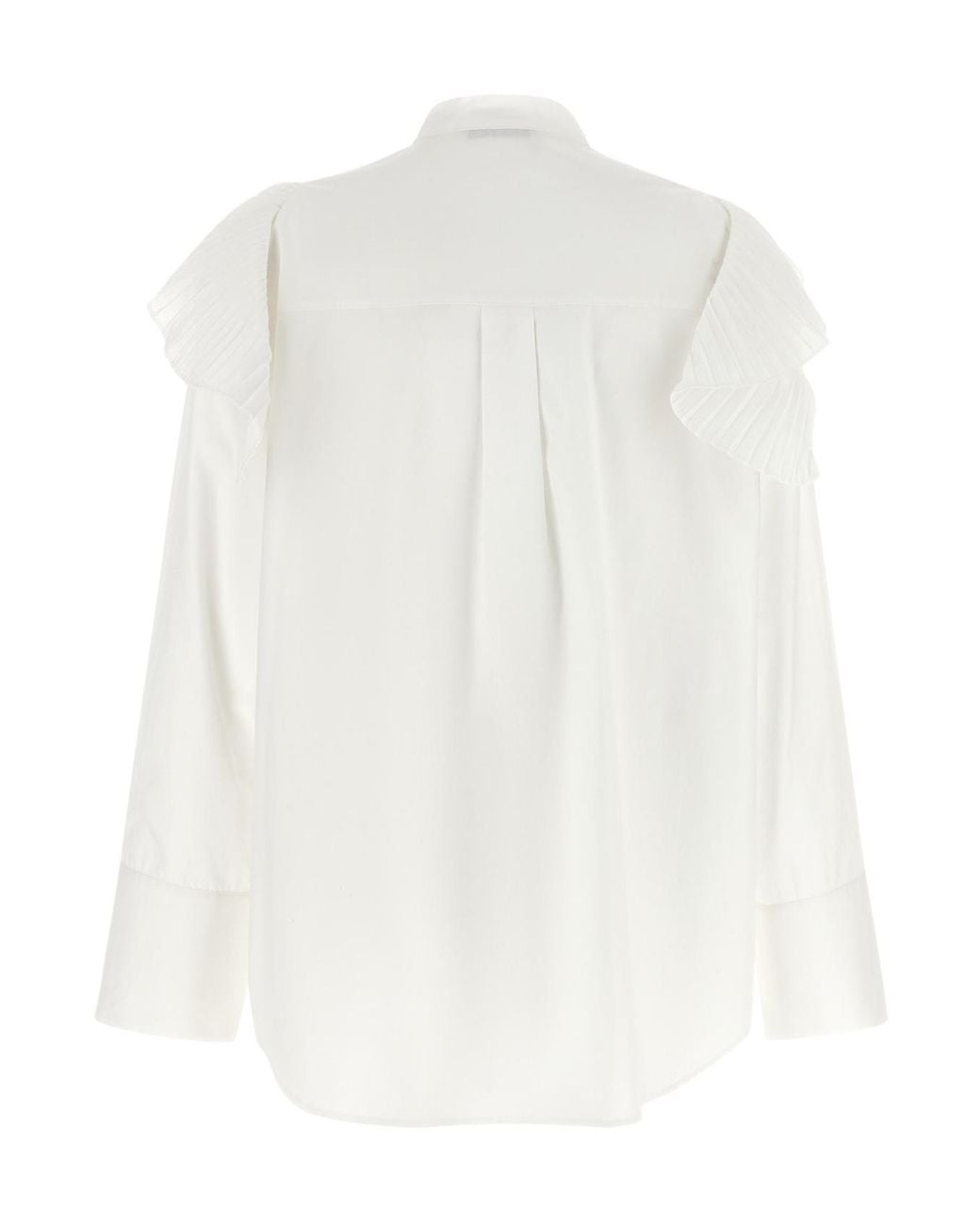 Alberta Ferretti White Pleated Ruffle Shirt