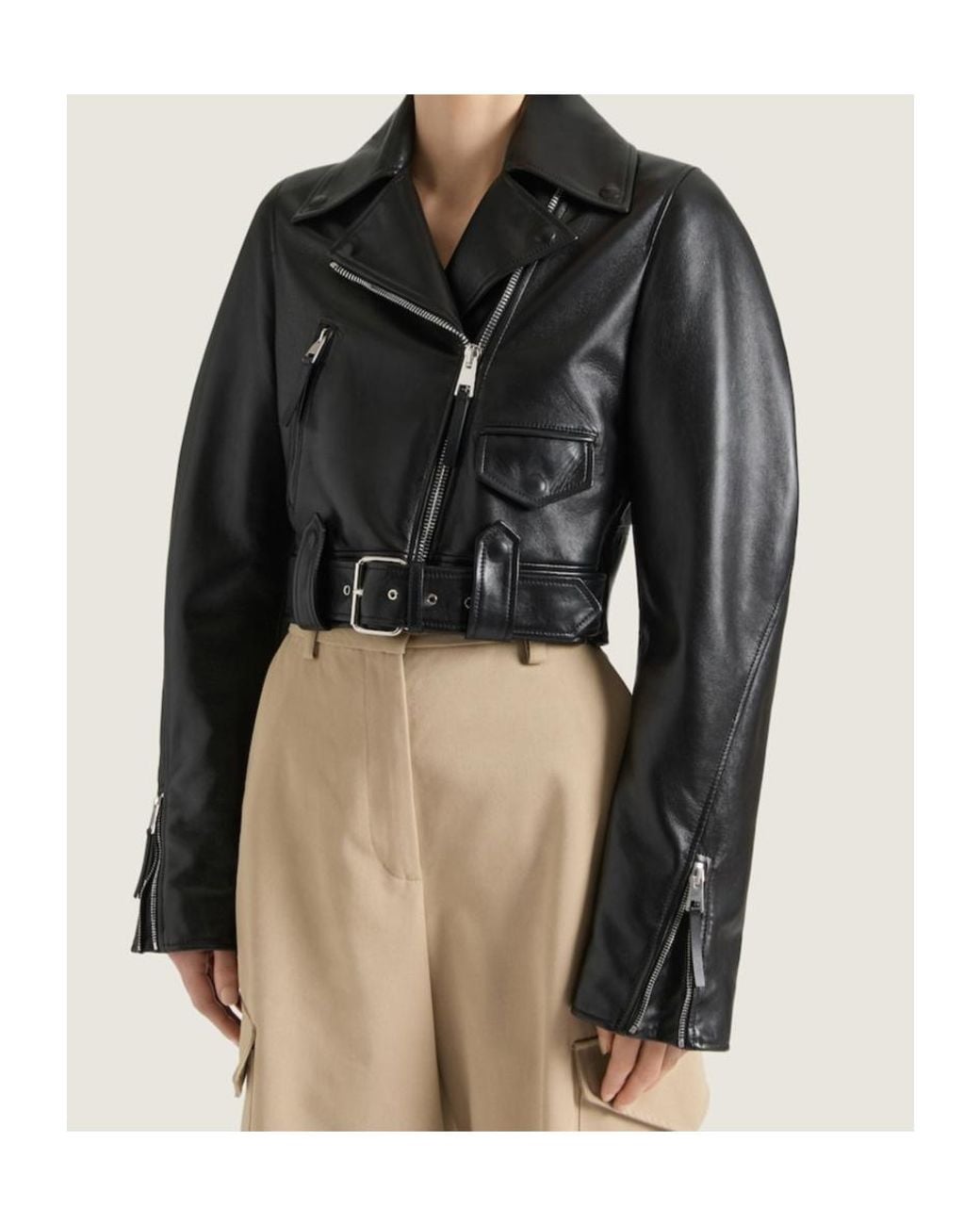 Givenchy Black Leather Cropped Cocoon Jacket