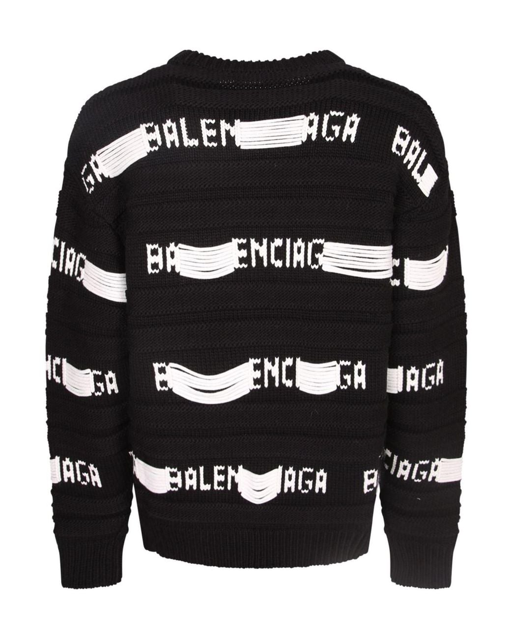 Balenciaga Black Logo Intarsia-Knit Sweater for men