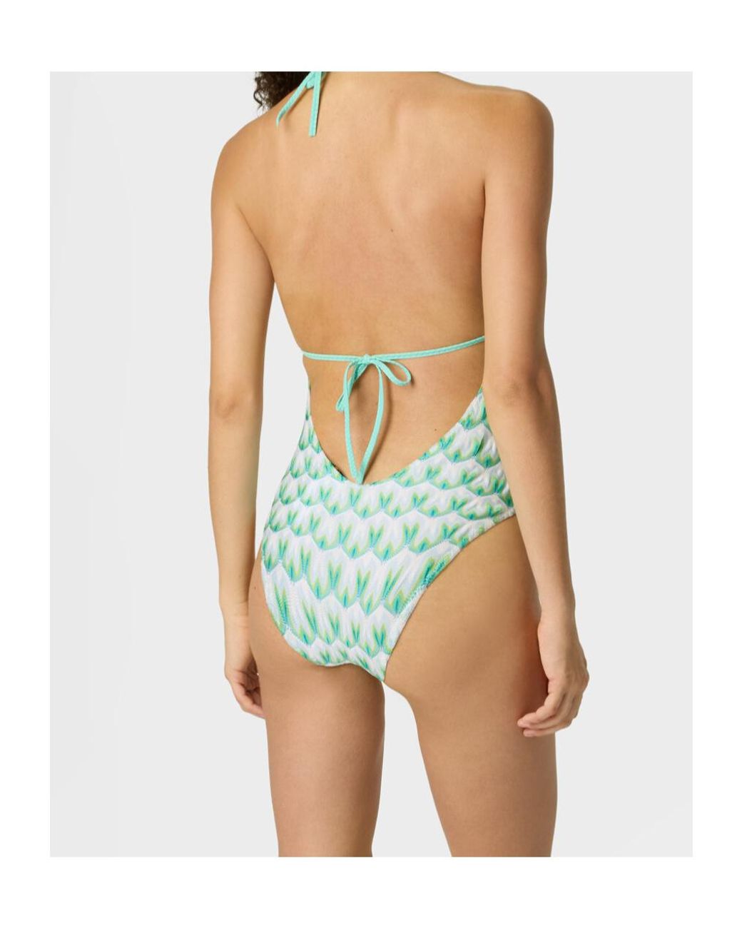 Missoni Green Floral Patterned One Piece Swimsuit