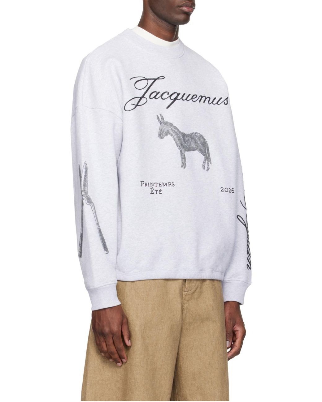 Jacquemus White Logo Printed Crewneck Sweatshirt for men
