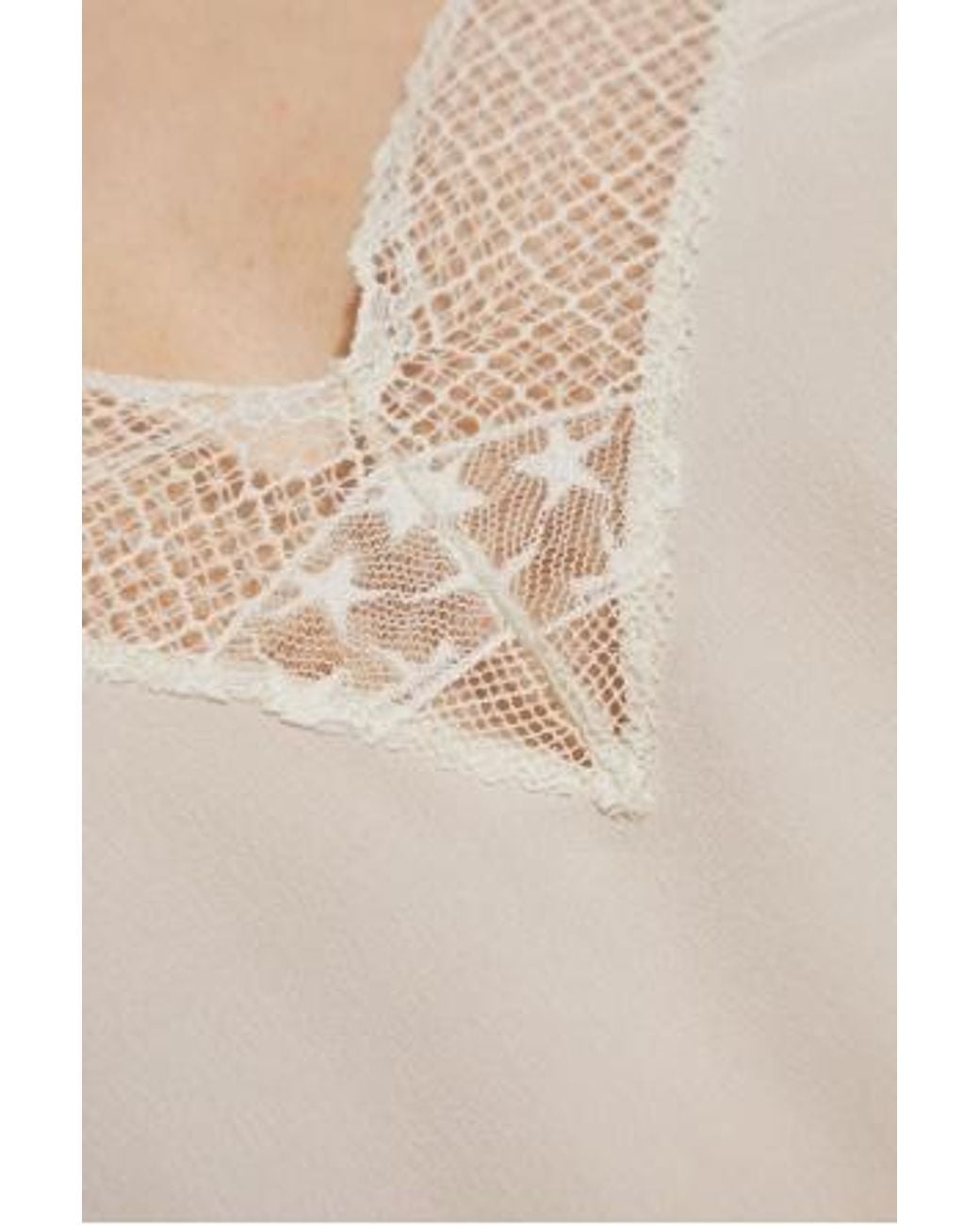Zadig & Voltaire Natural Christy V-Neck Lace Top