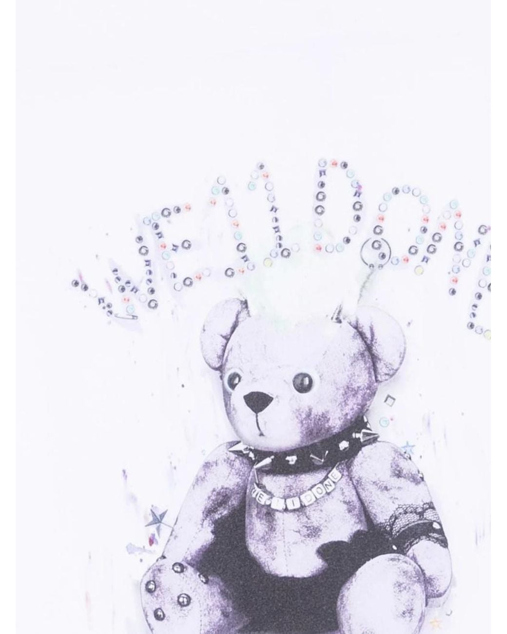 we11done White Punky Teddy-Bear Printed T-Shirt for men