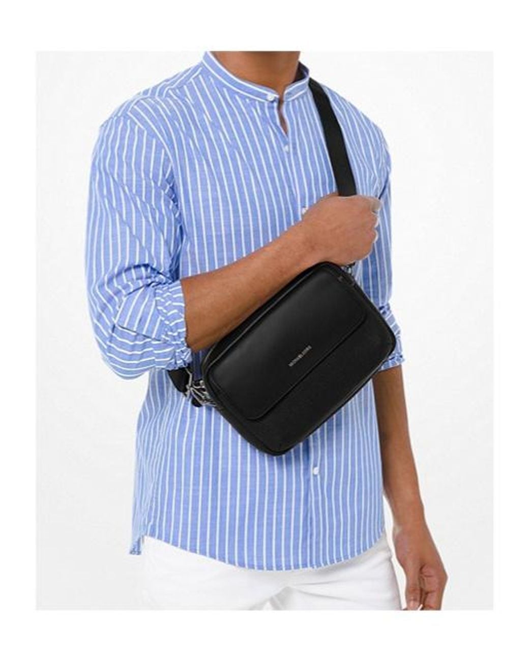 Michael Kors Black Hudson Logo Plaque Crossbody Bag for men