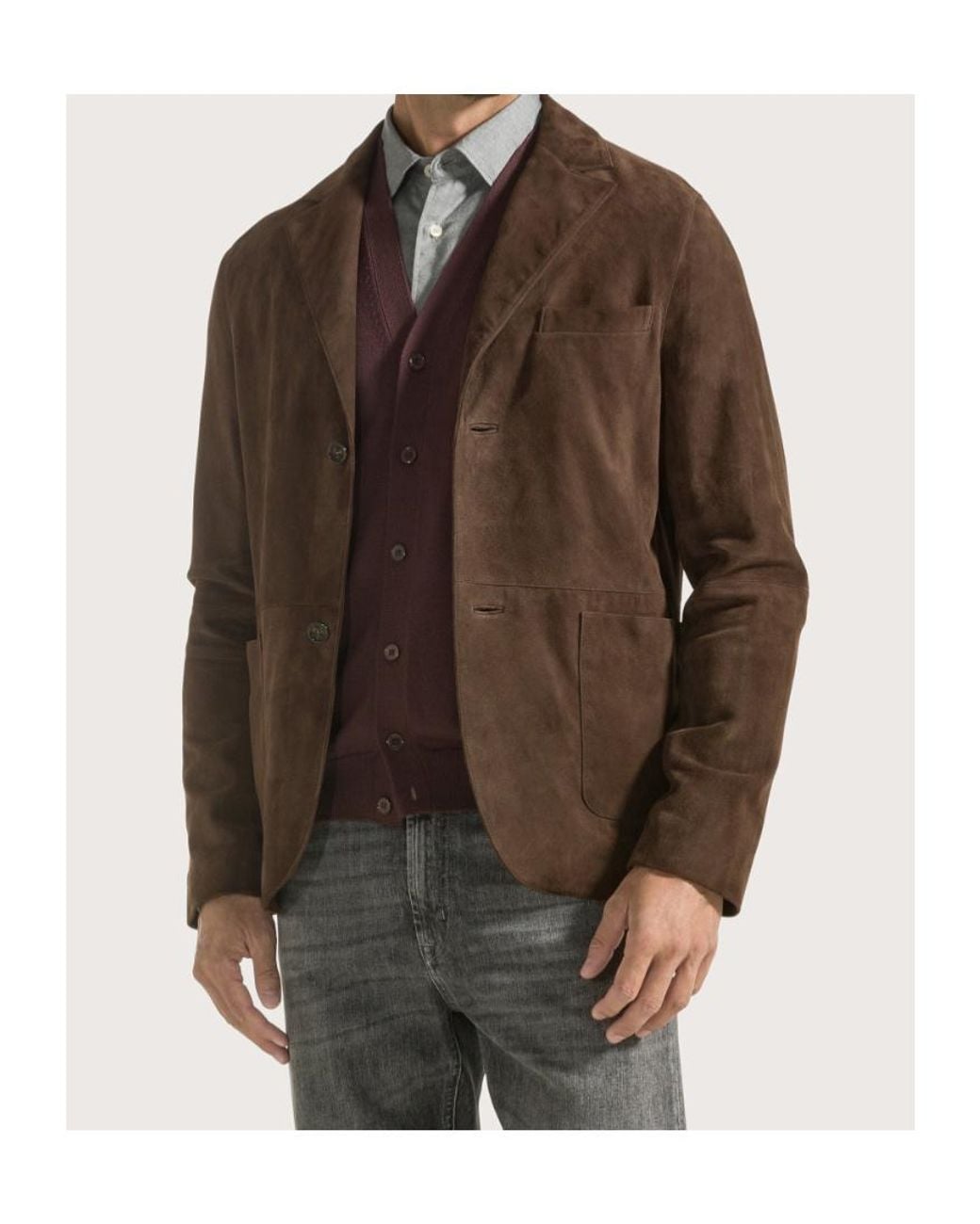 Seventy Brown Suede Two-Button Blazer for men