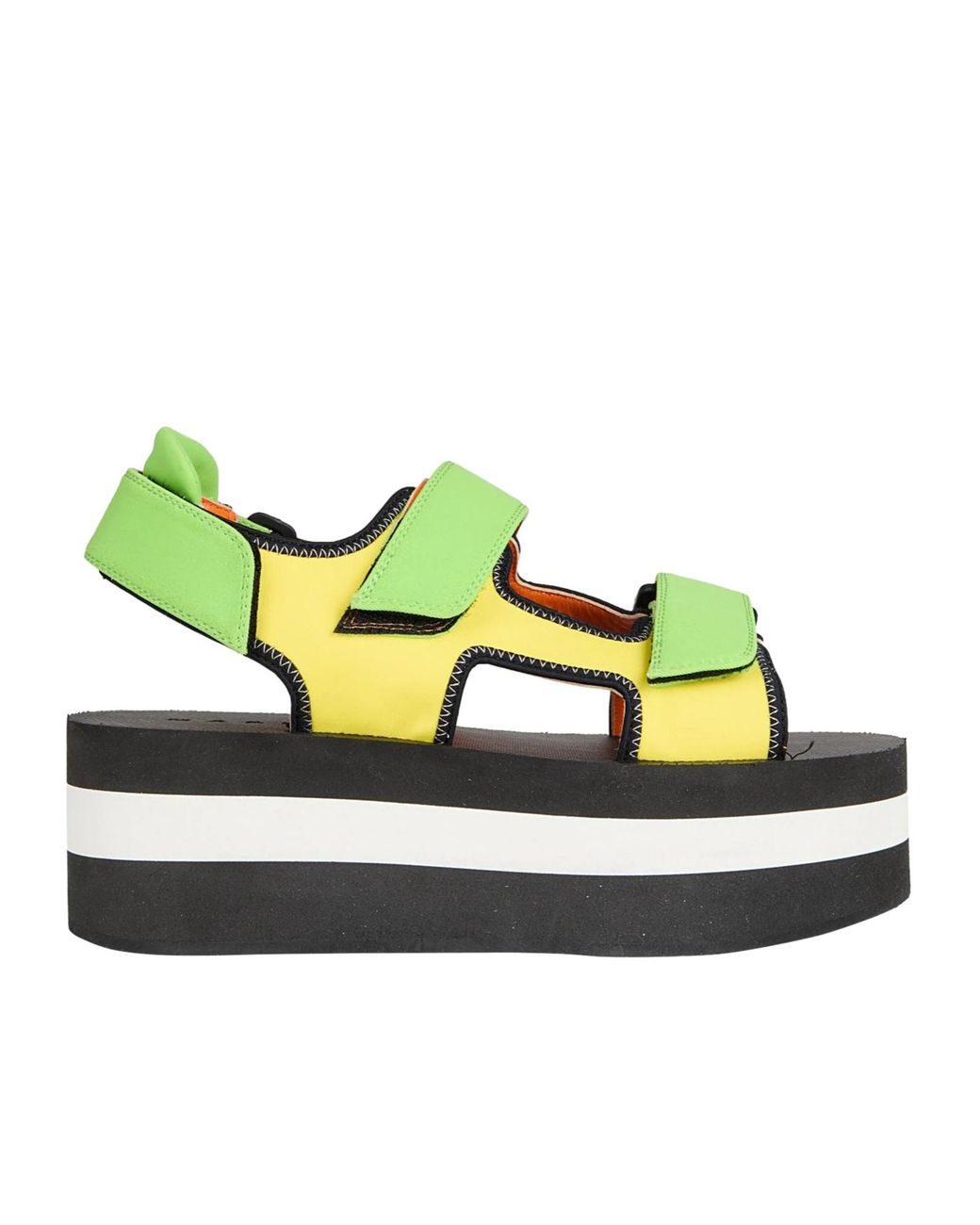 Marni Green Multicolored Thick-Soled Sandals