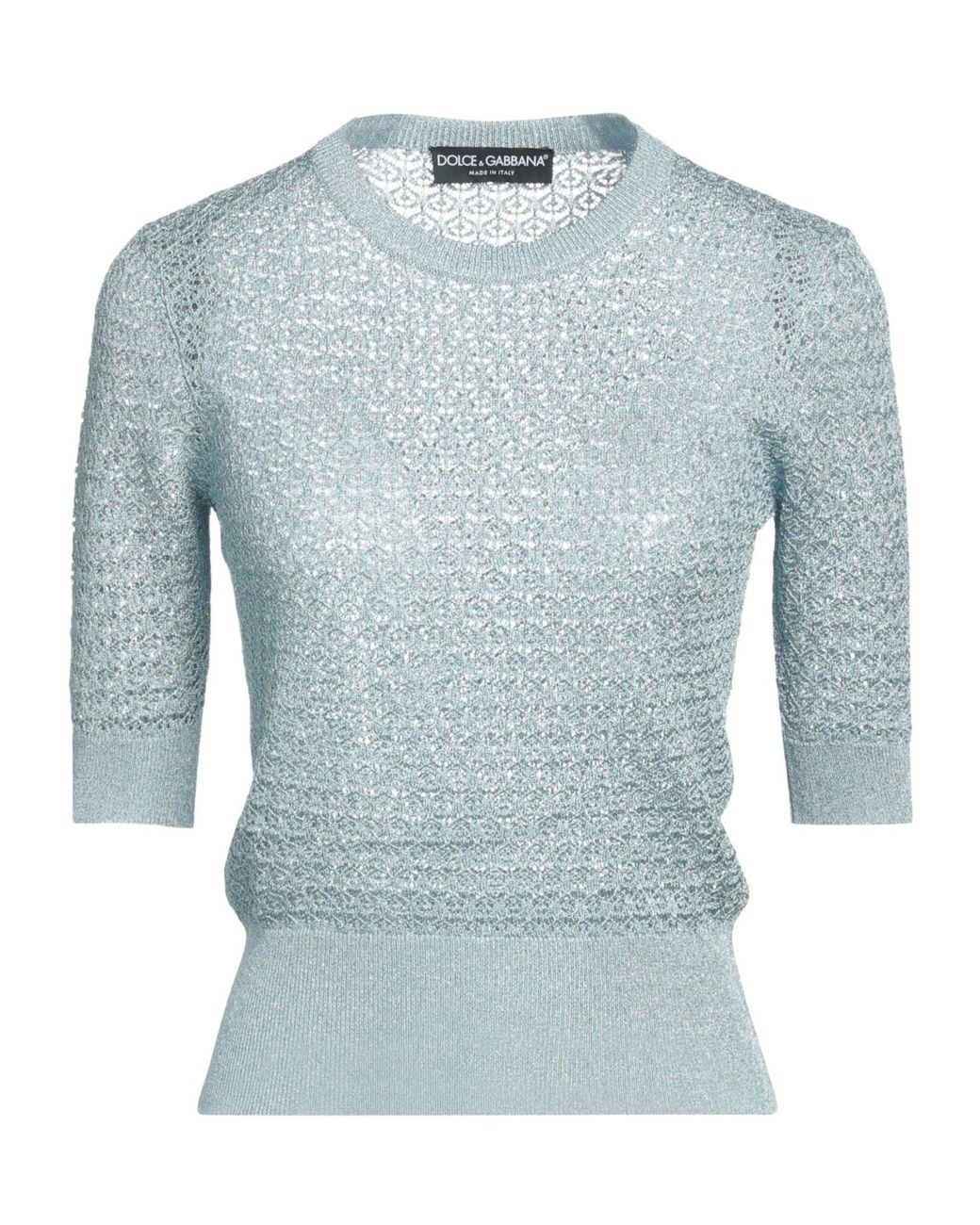 Dolce & Gabbana Blue Solid Color Knit Sweater