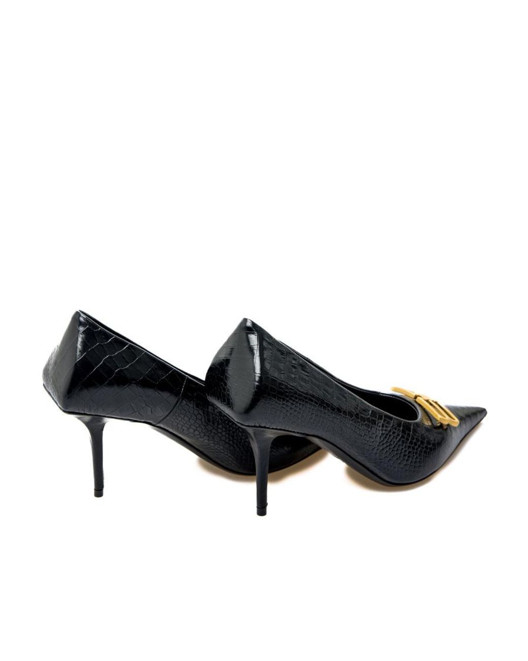 Balenciaga Black Bb Logo Plaque Pointed Toe Pumps