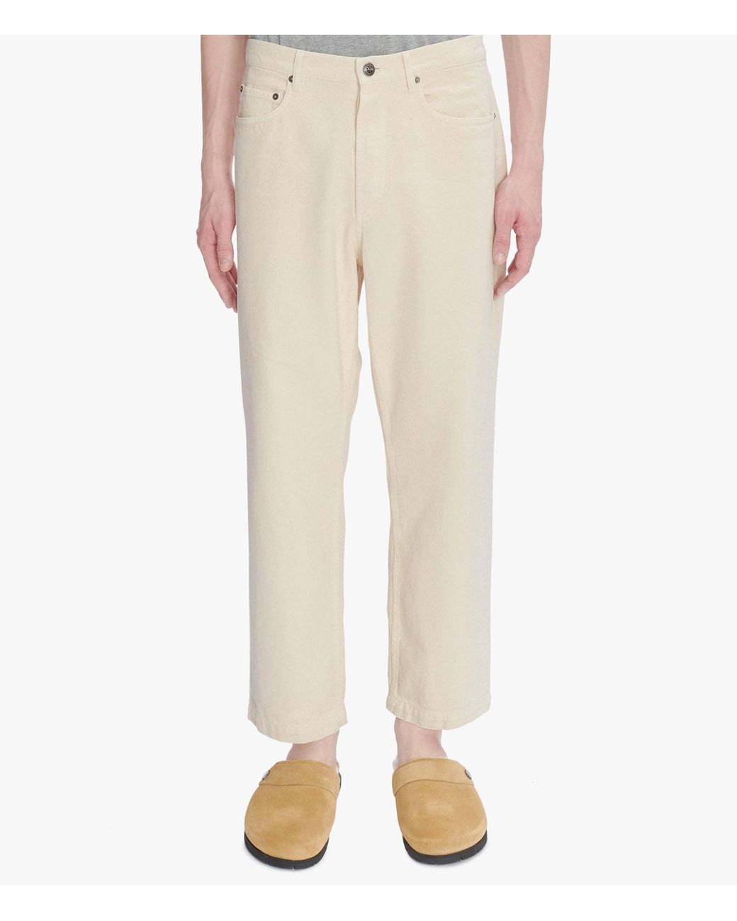 A.P.C. White Martin Button Detailed Straight Leg Jeans for men