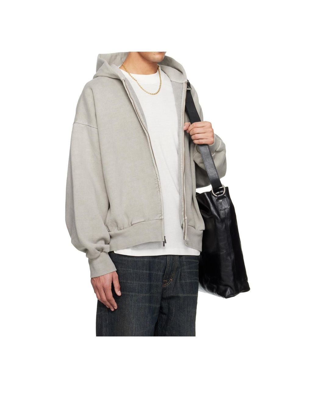 Fear Of God Gray Embroidered Classic Full Zip Hoodie for men
