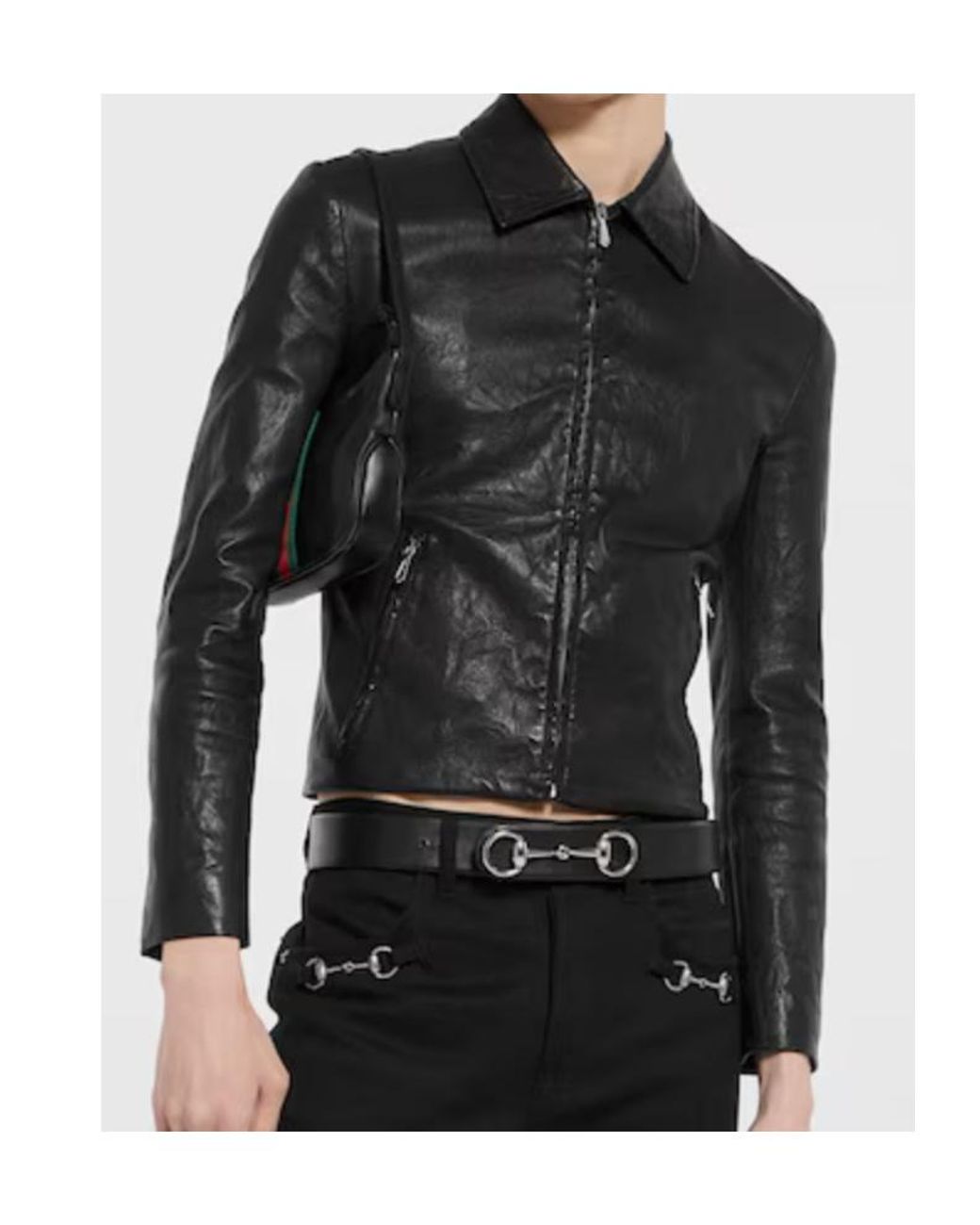 Gucci Black Washed Stretch Nappa Leather Jacket for men