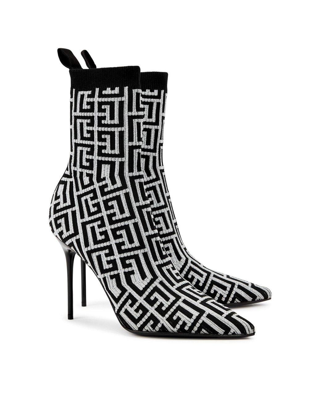 Balmain Black Stretch-Knit Ankle Boots