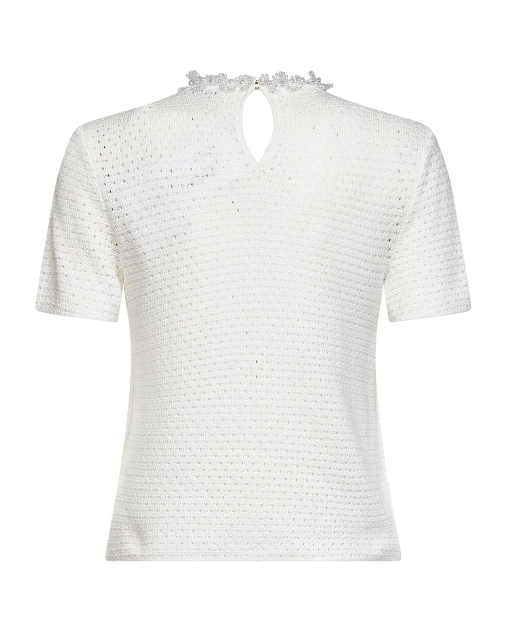 Self-Portrait White Short-Sleeved Knit Top