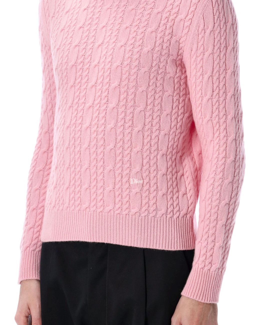 Dior Pink Cable-Knit Sweater for men