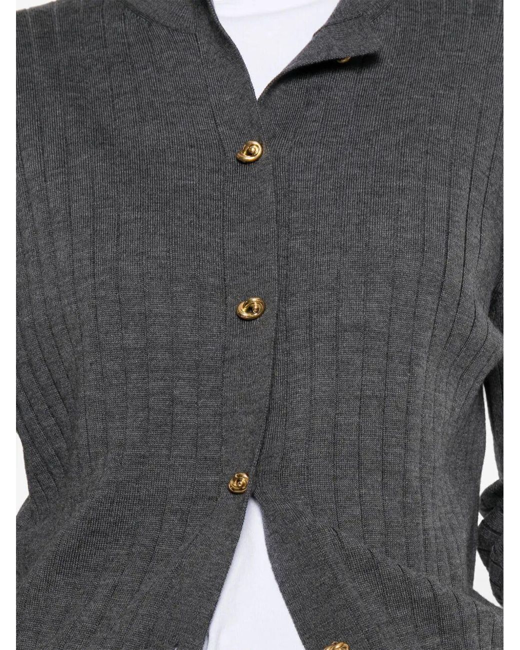 Bottega Veneta Gray Ribbed Cardigan