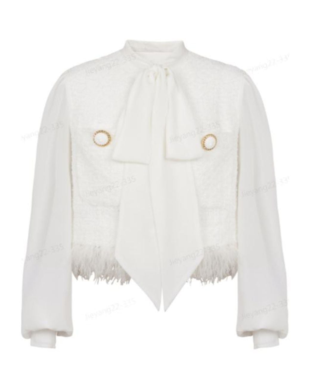 Balmain White Tweed Long Sleeved Jacket