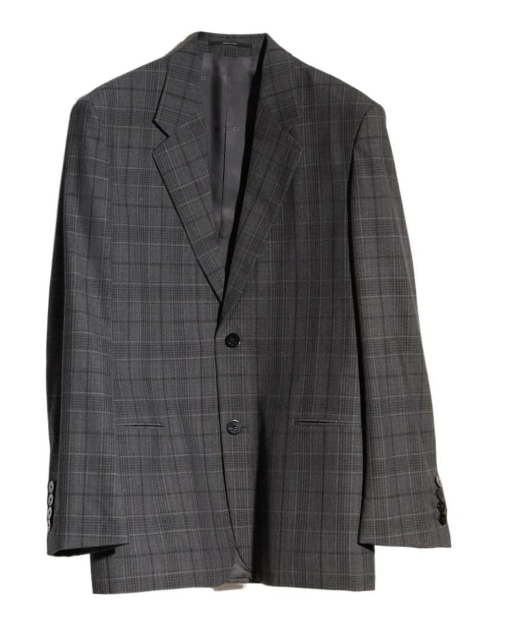 Gucci Gray Checked Fine Wool Jacket