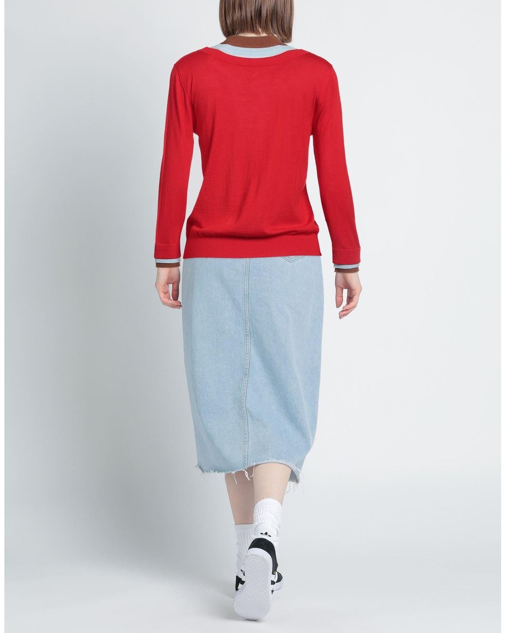 Tory Burch Red Lightweight Wool Knit Sweater