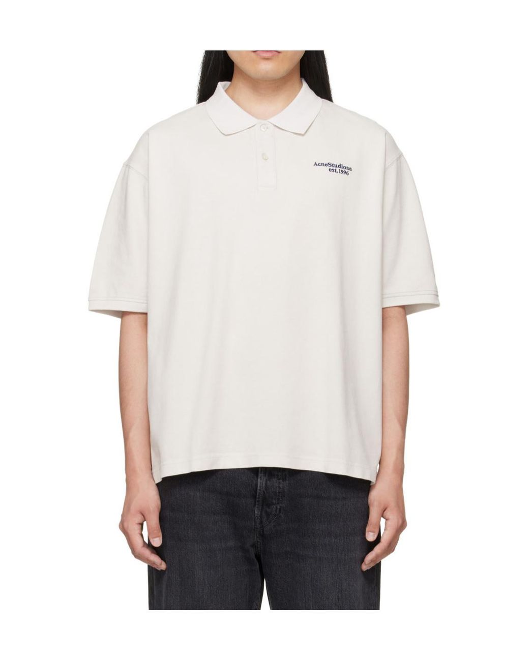 Acne White Short-Sleeved Polo Shirt for men