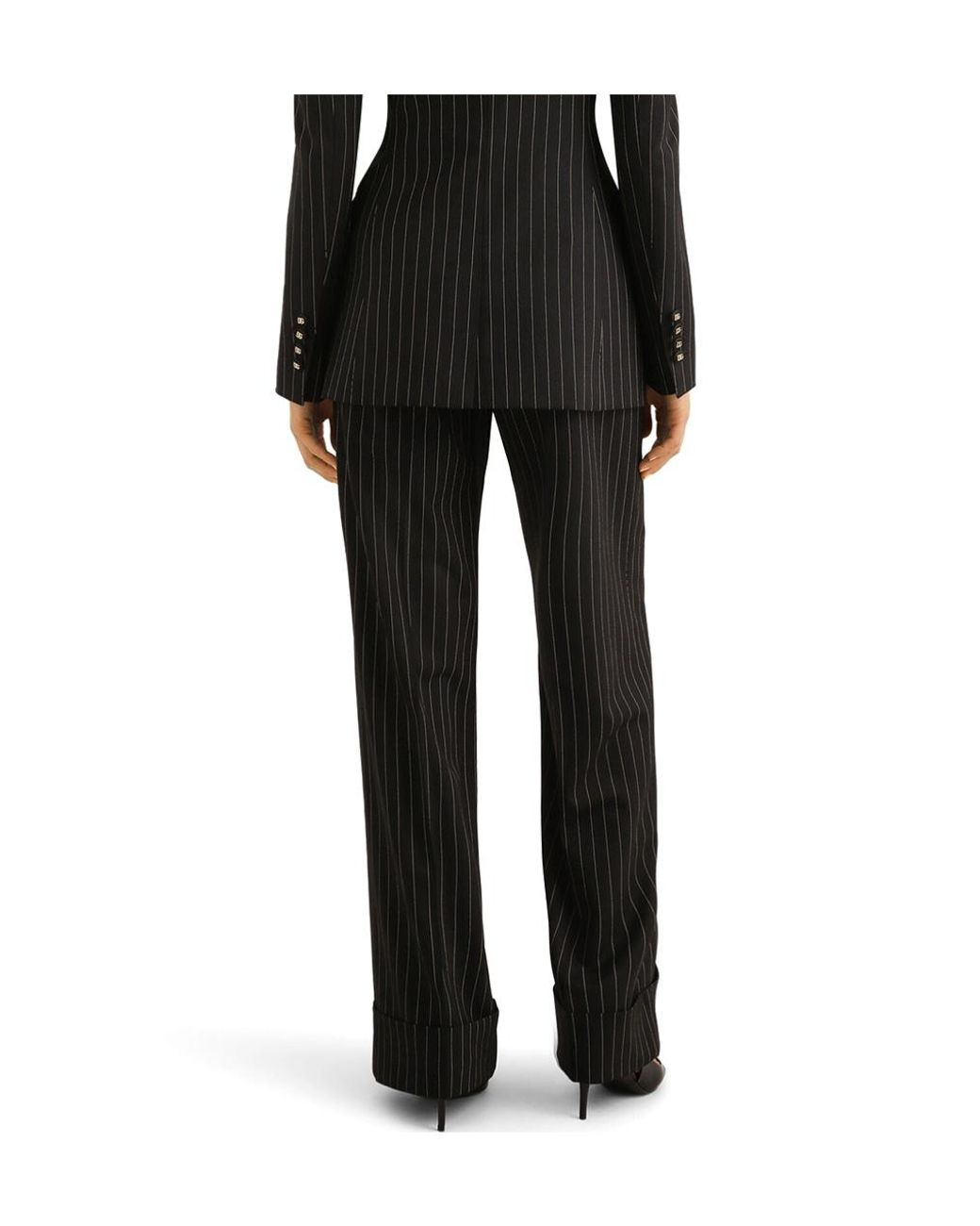 Dolce & Gabbana Black Stretch-Wool Pinstripe Trousers