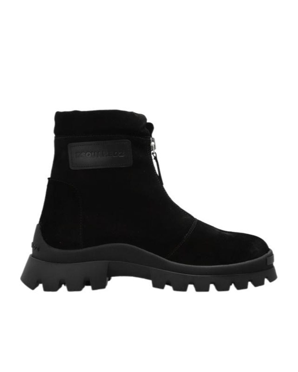DSquared² Black Front-Zip Ankle Boots for men