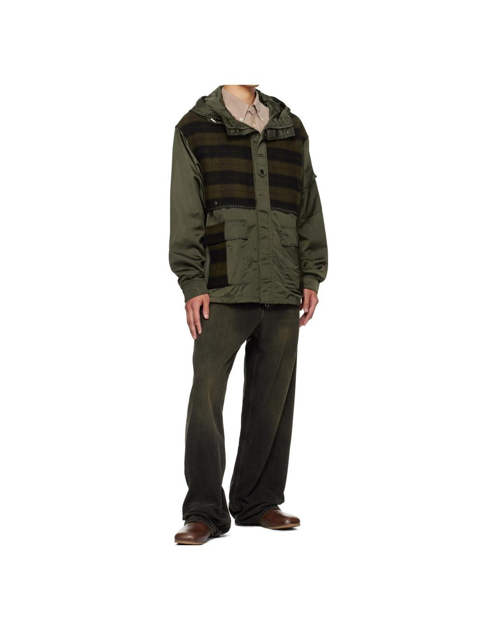 ANDERSSON BELL Green Check Layered Jacket for men