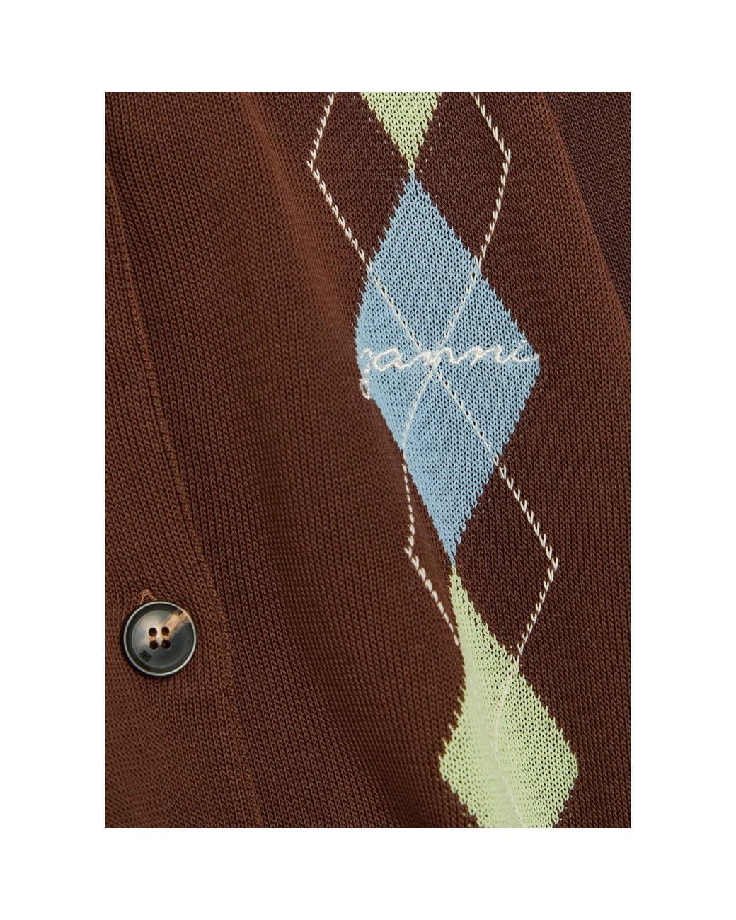 Ganni Brown Cotton Slim-Fit Cardigan
