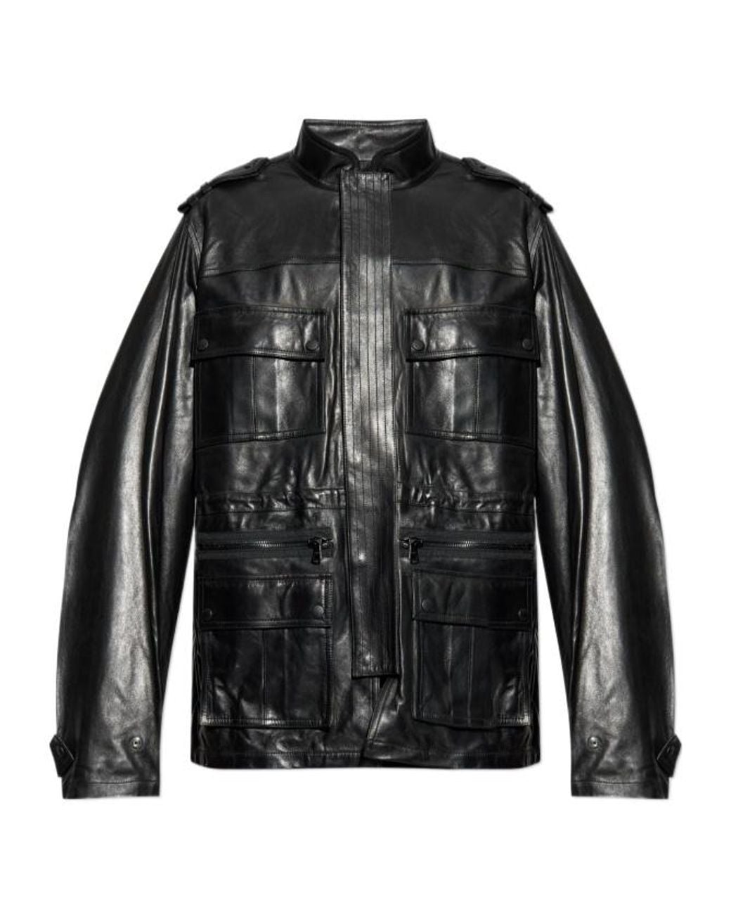 Balmain Multiple-Pocket Leather Jacket in Black for Men | Lyst