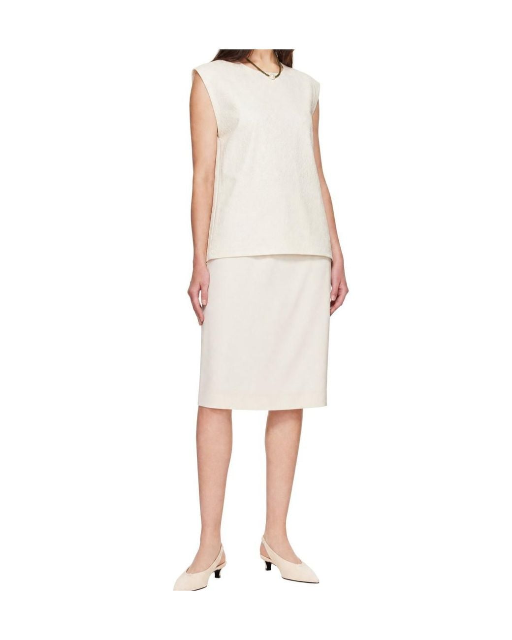 Loulou de Saison Natural Kruise Elasticated-Waist Straight Midi Skirt