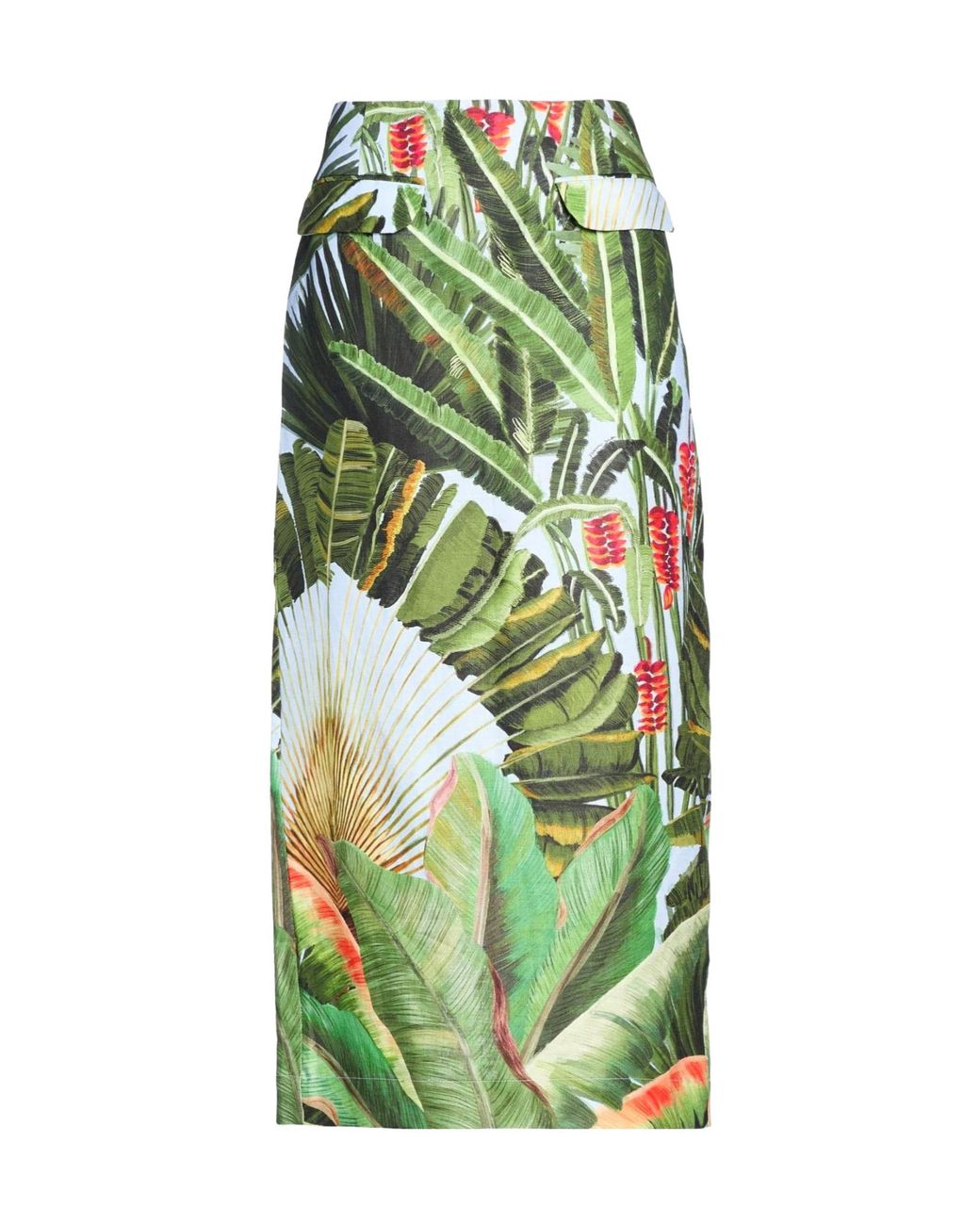 Farm Rio Green Floral Midi Skirt