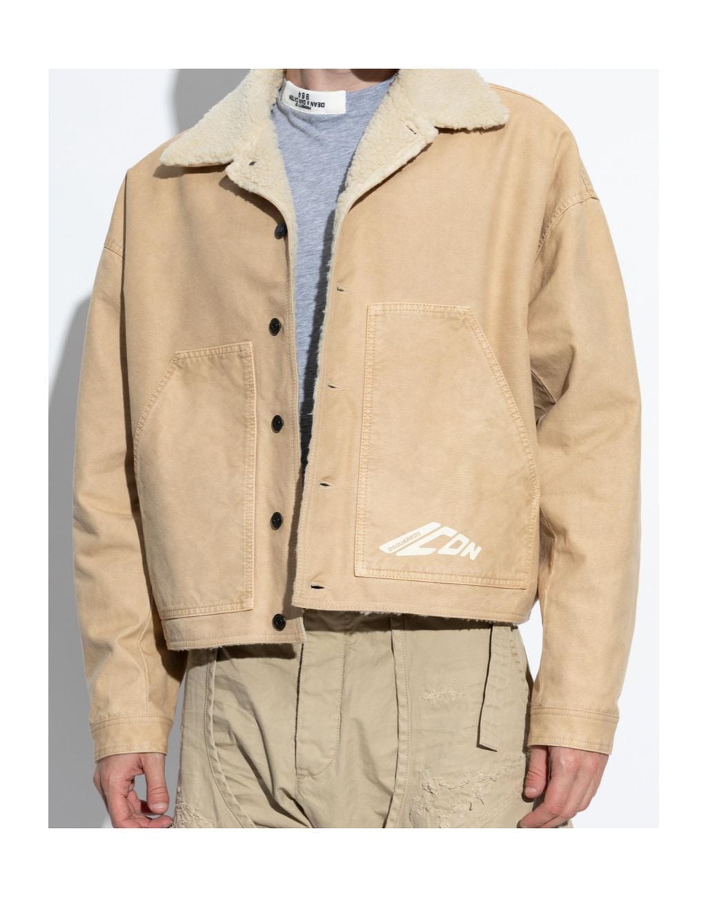 DSquared² Natural Logo Printed Buttoned Jacket for men